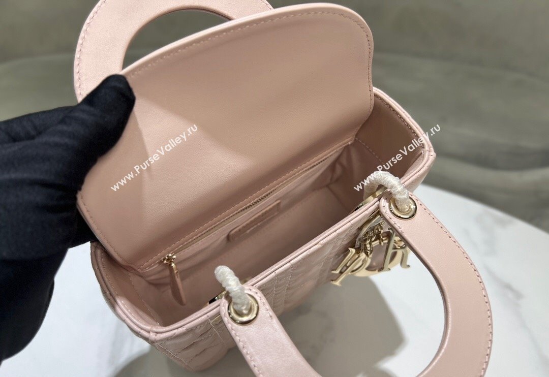 Dior Small Lady My ABCDior Bag in Powder Pink Cannage Lambskin 2024 0523 (XXG-240523055)