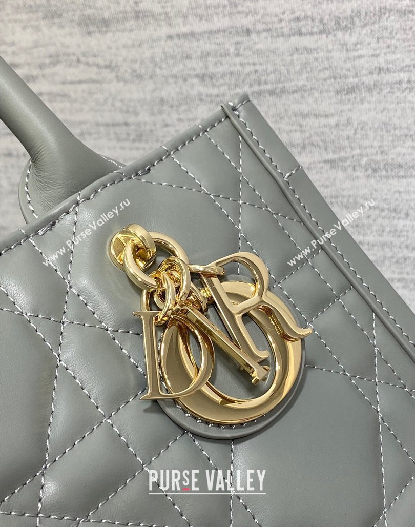 Dior Small Book Tote Bag in Macrocannage Calfskin Grey 2024 (XXG-240523008)