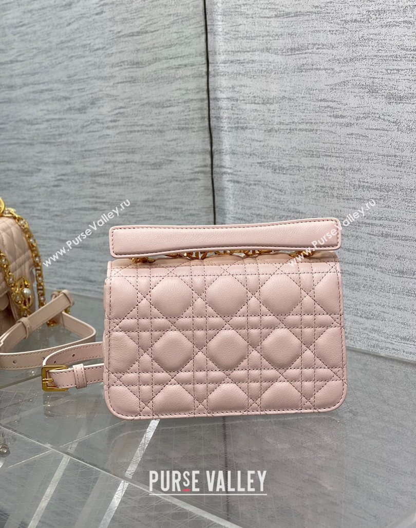 Dior Mini Jolie Top Handle Bag in Cannage Calfskin Pink 2024 (XXG-240523047)