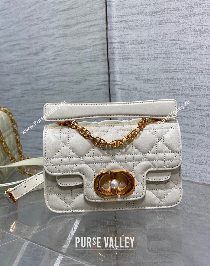 Dior Mini Jolie Top Handle Bag in Cannage Calfskin White 2024 (XXG-240523048)