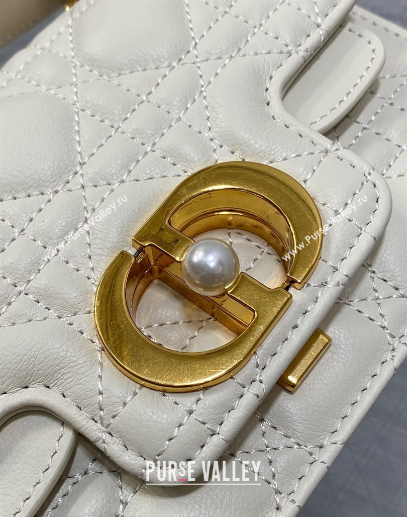 Dior Mini Jolie Top Handle Bag in Cannage Calfskin White 2024 (XXG-240523048)