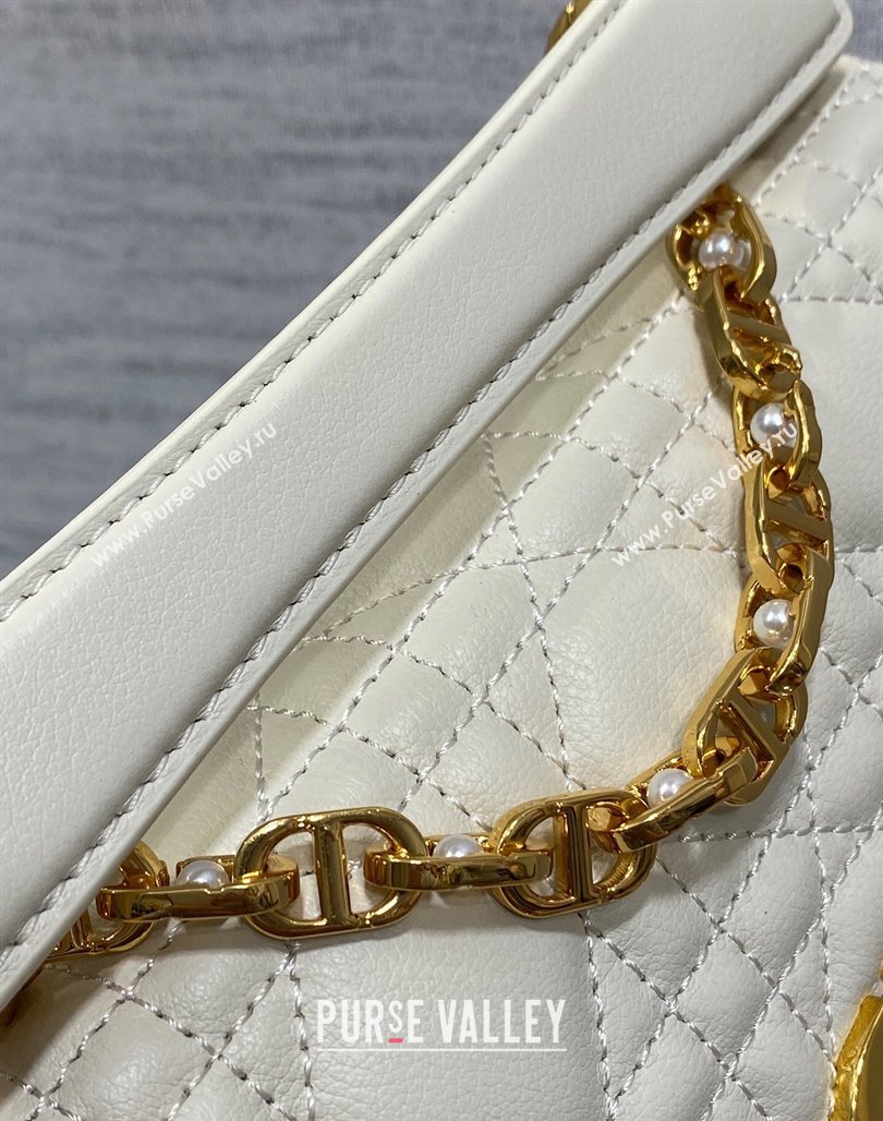 Dior Mini Jolie Top Handle Bag in Cannage Calfskin White 2024 (XXG-240523048)