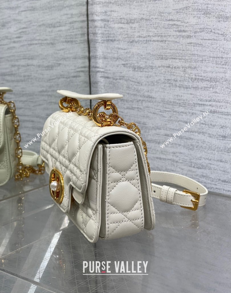 Dior Mini Jolie Top Handle Bag in Cannage Calfskin White 2024 (XXG-240523048)