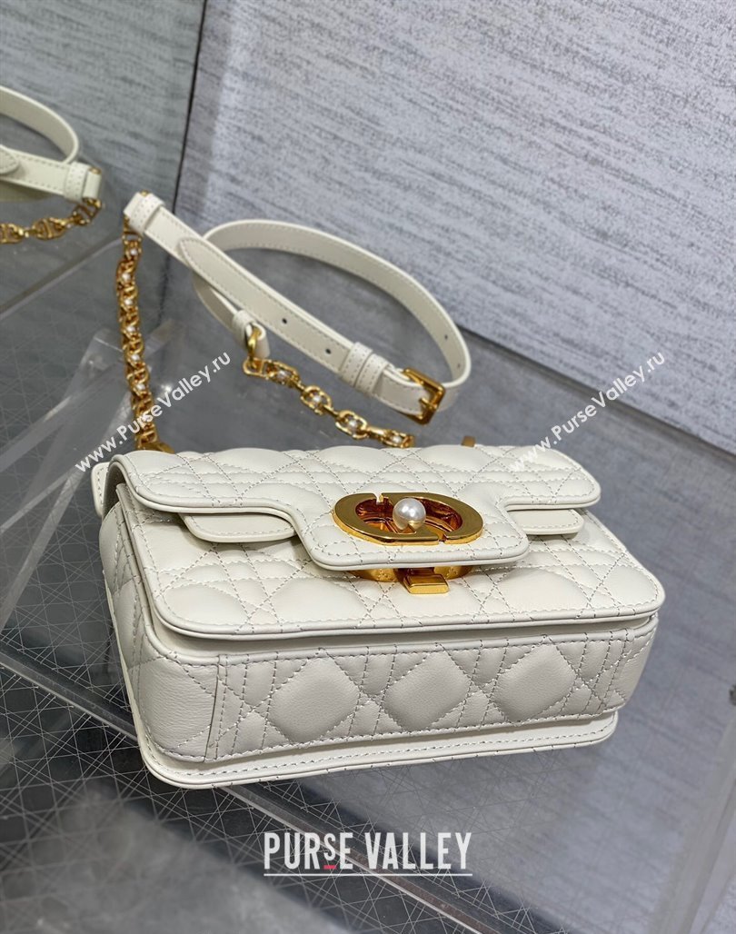 Dior Mini Jolie Top Handle Bag in Cannage Calfskin White 2024 (XXG-240523048)