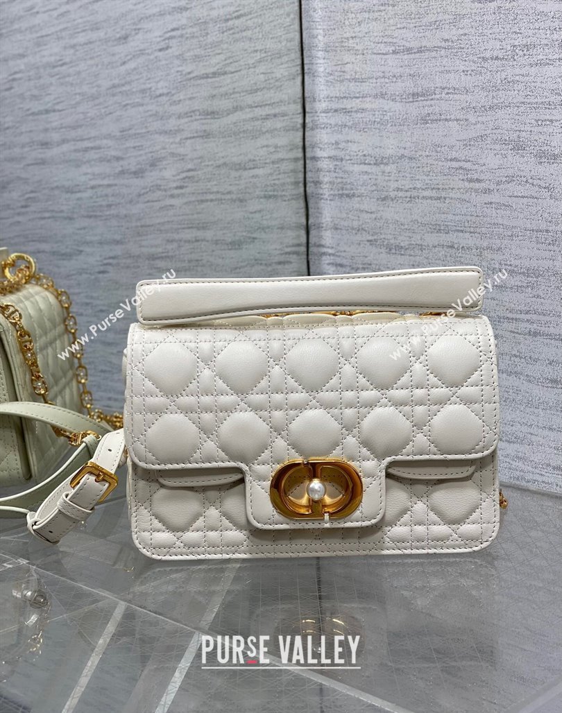 Dior Small Jolie Top Handle Bag in Cannage Calfskin White 2024 (XXG-240523051)