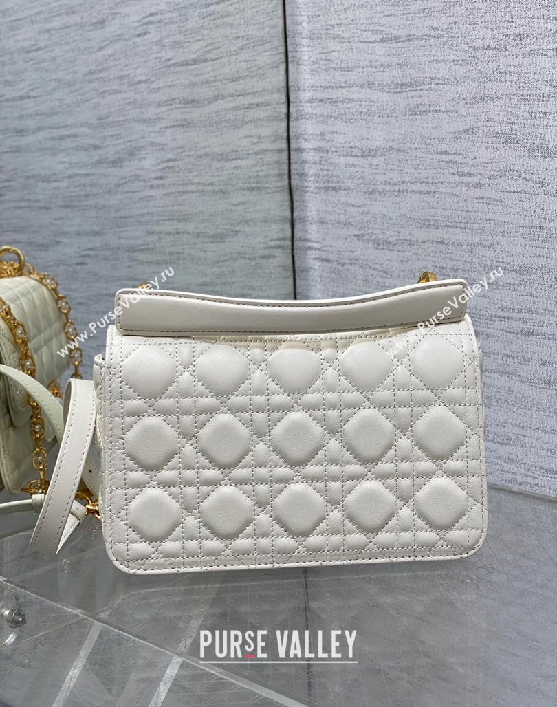 Dior Small Jolie Top Handle Bag in Cannage Calfskin White 2024 (XXG-240523051)