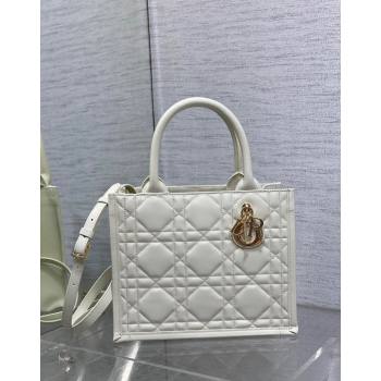 Dior Small Book Tote Bag in Macrocannage Calfskin White 2024 (XXG-240523009)