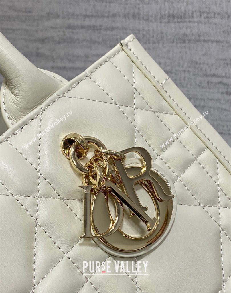 Dior Small Book Tote Bag in Macrocannage Calfskin White 2024 (XXG-240523009)