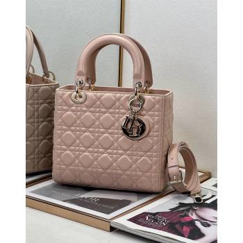 Dior Medium Lady Dior Bag in Powder Pink Cannage Lambskin 2024 0523 (XXG-240523058)
