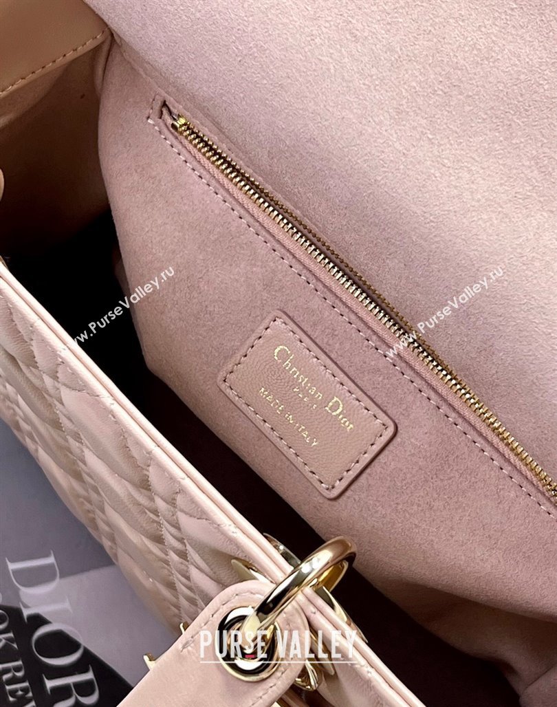 Dior Medium Lady Dior Bag in Powder Pink Cannage Lambskin 2024 0523 (XXG-240523058)