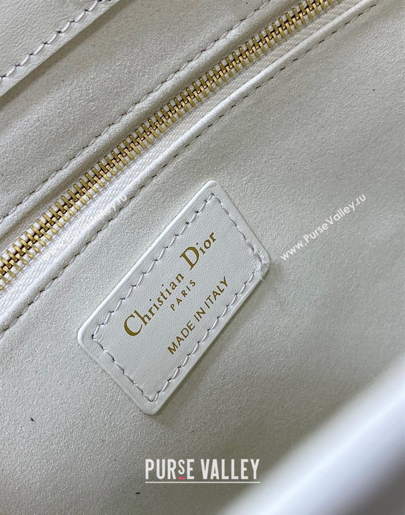 Dior Small Book Tote Bag in Macrocannage Calfskin White 2024 (XXG-240523009)