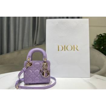 Dior Micro Lady Dior Bag in Lilac Purple Cannage Lambskin 2024 0523 (BF-240523063)