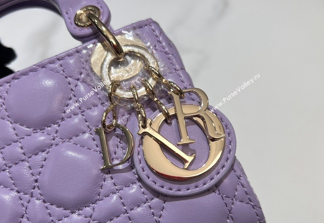 Dior Micro Lady Dior Bag in Lilac Purple Cannage Lambskin 2024 0523 (BF-240523063)