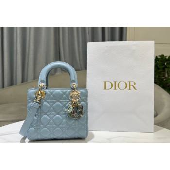 Dior Small Lady My ABCDior Bag in Sky Blue Cannage Lambskin 2024 0523 (XXG-240523064)