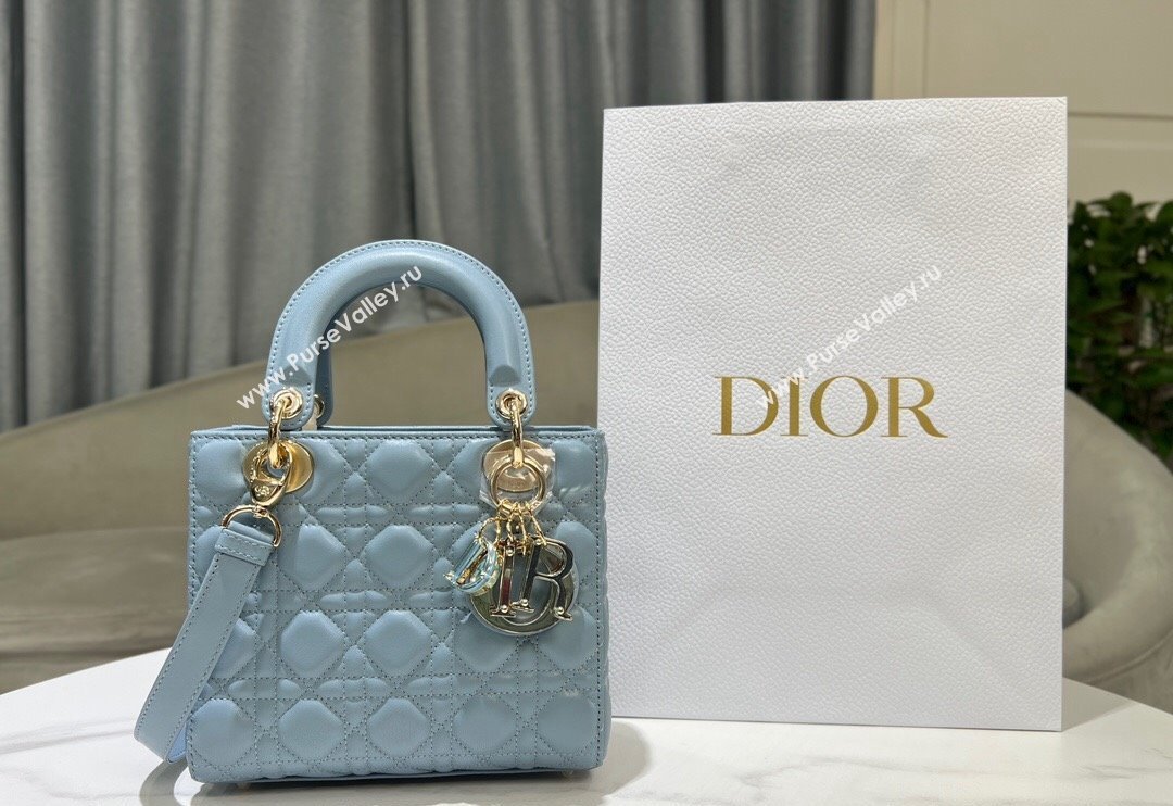 Dior Small Lady My ABCDior Bag in Sky Blue Cannage Lambskin 2024 0523 (XXG-240523064)