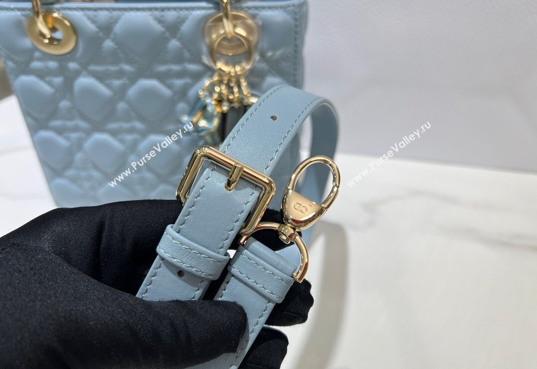 Dior Small Lady My ABCDior Bag in Sky Blue Cannage Lambskin 2024 0523 (XXG-240523064)