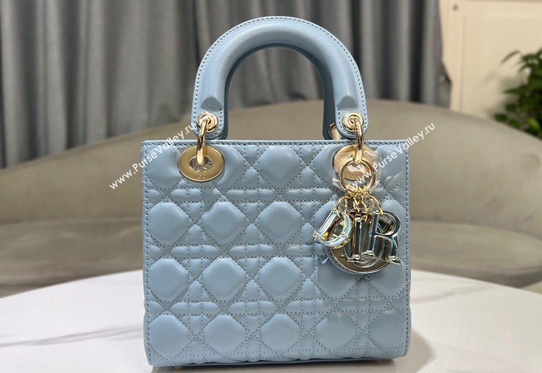 Dior Small Lady My ABCDior Bag in Sky Blue Cannage Lambskin 2024 0523 (XXG-240523064)