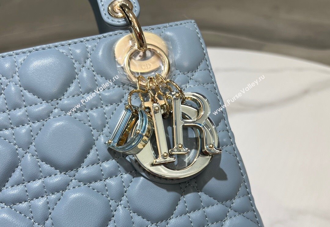 Dior Small Lady My ABCDior Bag in Sky Blue Cannage Lambskin 2024 0523 (XXG-240523064)