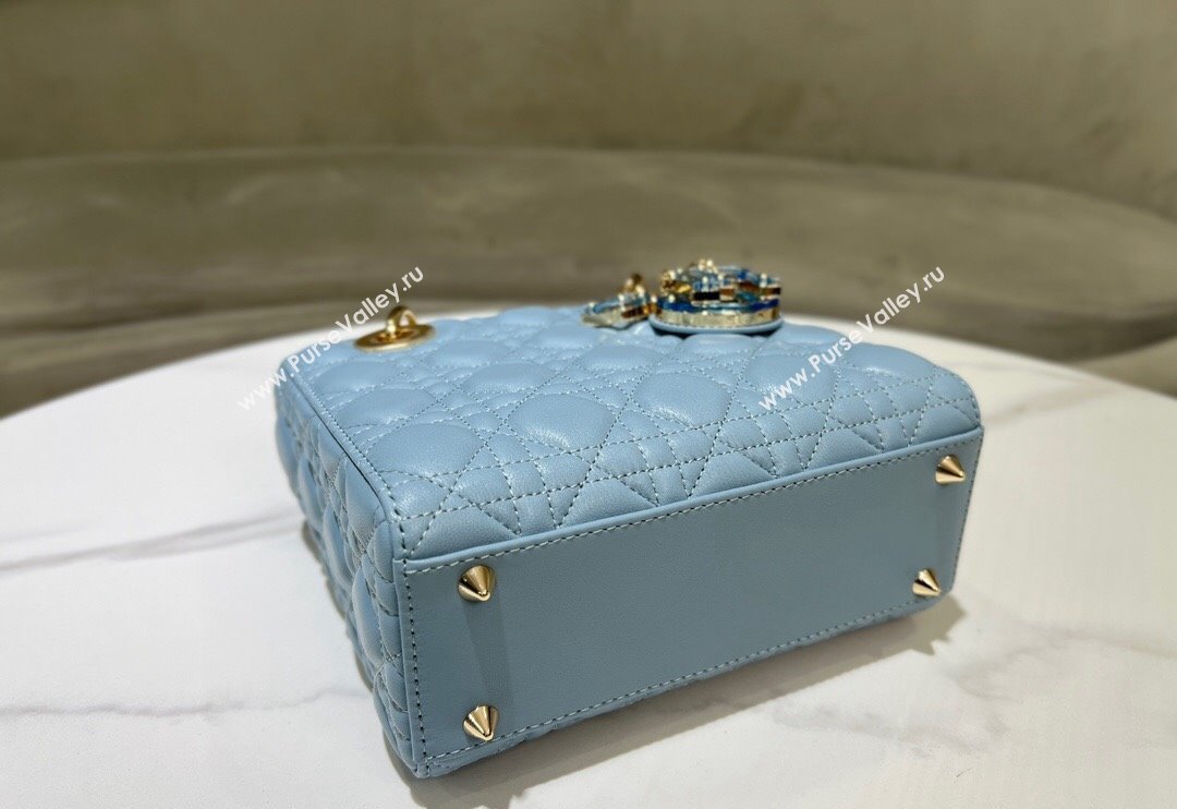 Dior Small Lady My ABCDior Bag in Sky Blue Cannage Lambskin 2024 0523 (XXG-240523064)