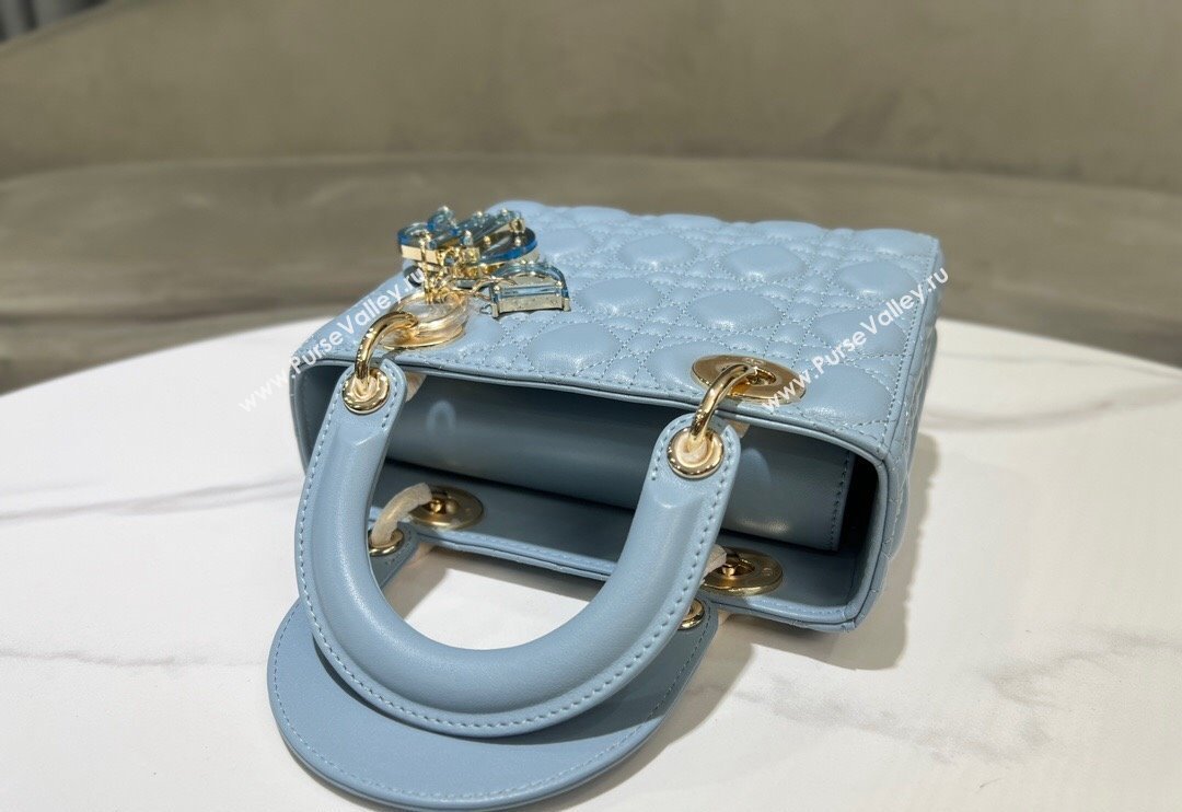 Dior Small Lady My ABCDior Bag in Sky Blue Cannage Lambskin 2024 0523 (XXG-240523064)