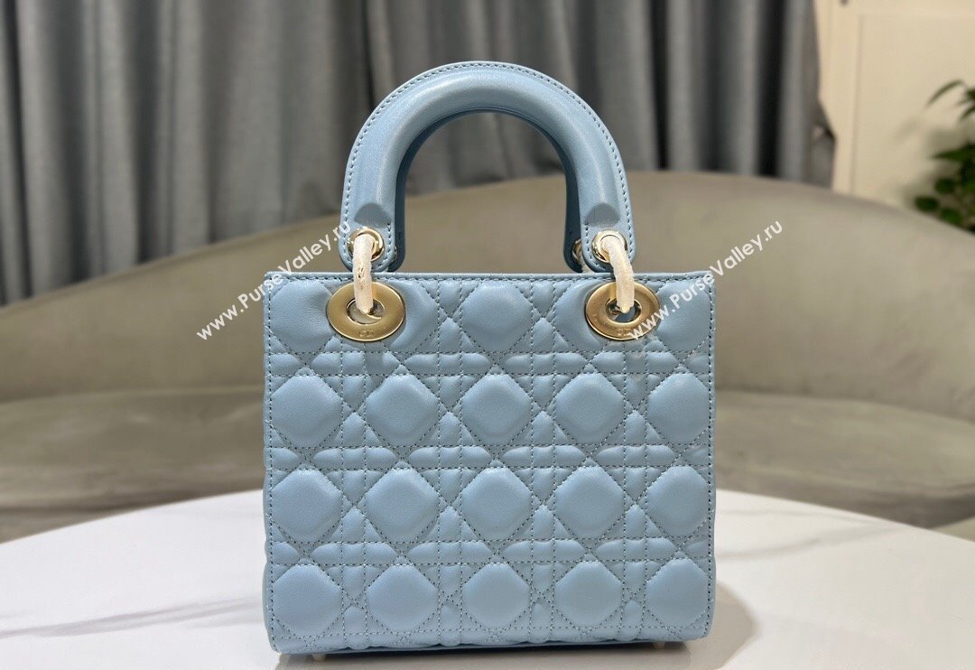 Dior Small Lady My ABCDior Bag in Sky Blue Cannage Lambskin 2024 0523 (XXG-240523064)