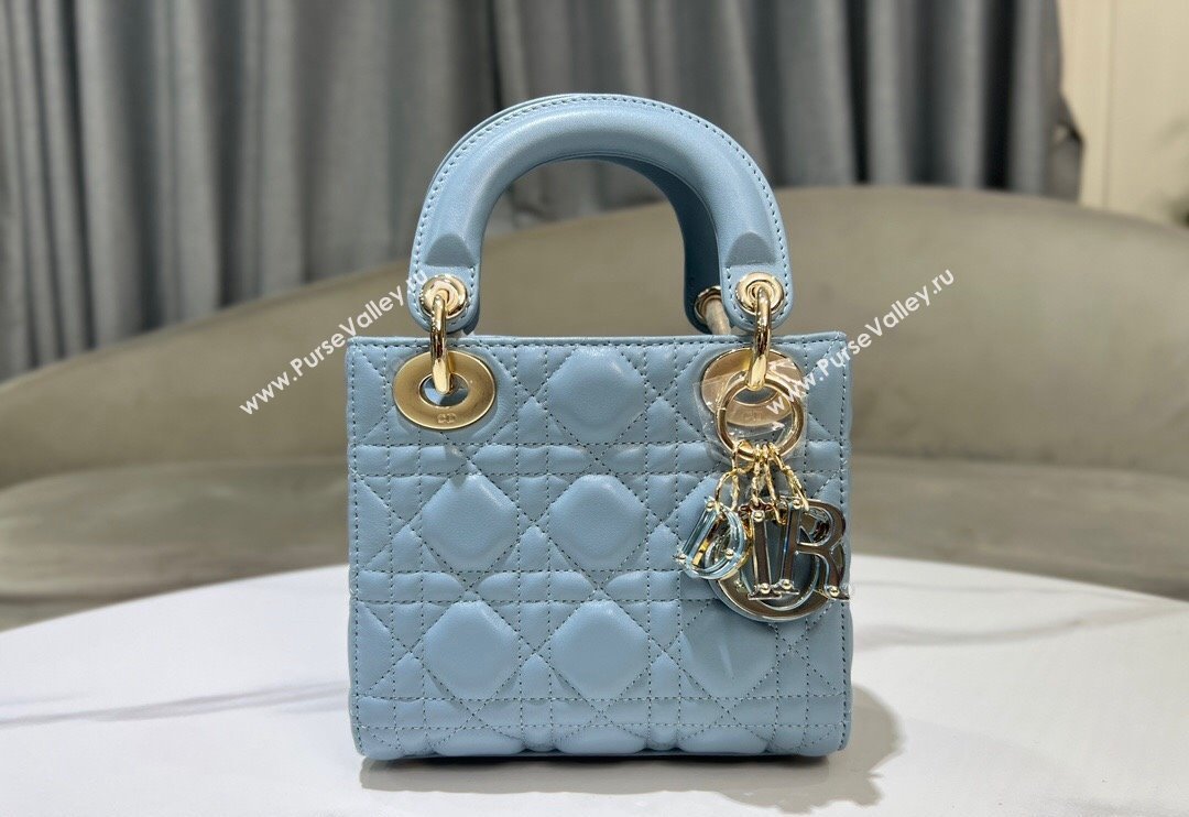 Dior Mini Lady Dior Bag in Sky Blue Cannage Lambskin 2024 0523 (XXG-240523065)