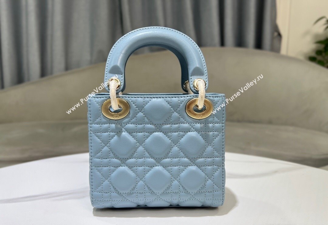 Dior Mini Lady Dior Bag in Sky Blue Cannage Lambskin 2024 0523 (XXG-240523065)