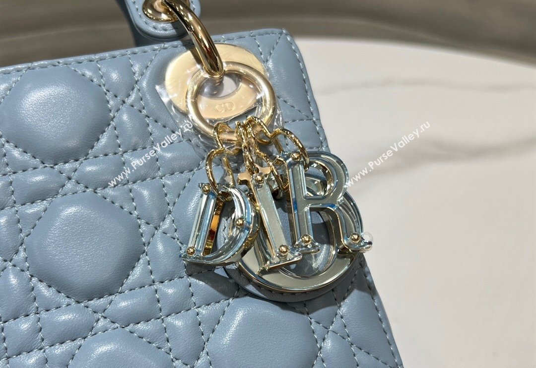 Dior Mini Lady Dior Bag in Sky Blue Cannage Lambskin 2024 0523 (XXG-240523065)