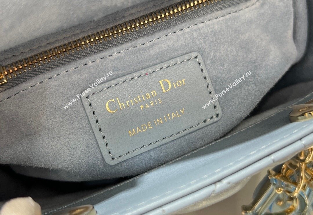 Dior Mini Lady Dior Bag in Sky Blue Cannage Lambskin 2024 0523 (XXG-240523065)