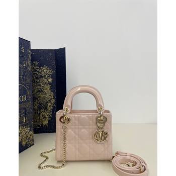 Dior Mini Lady Dior Bag in Powder Pink Cannage Patent Calfskin 2024 0523 (XXG-240523056)