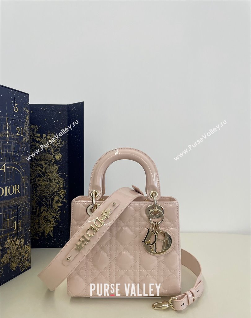 Dior Small Lady My ABCDior Bag in Powder Pink Cannage Patent Calfskin 2024 0523 (BF-240523057)