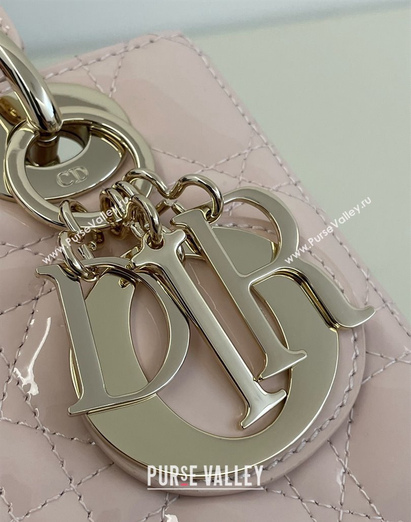 Dior Small Lady My ABCDior Bag in Powder Pink Cannage Patent Calfskin 2024 0523 (BF-240523057)