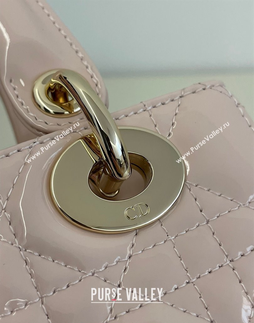 Dior Small Lady My ABCDior Bag in Powder Pink Cannage Patent Calfskin 2024 0523 (BF-240523057)