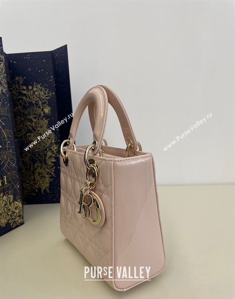 Dior Small Lady My ABCDior Bag in Powder Pink Cannage Patent Calfskin 2024 0523 (BF-240523057)