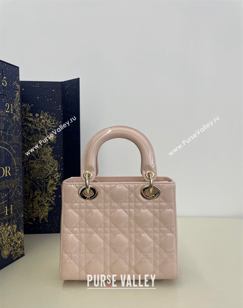 Dior Small Lady My ABCDior Bag in Powder Pink Cannage Patent Calfskin 2024 0523 (BF-240523057)