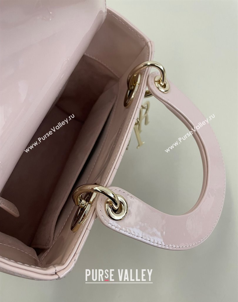 Dior Small Lady My ABCDior Bag in Powder Pink Cannage Patent Calfskin 2024 0523 (BF-240523057)