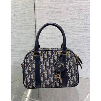 Dior Medium D-Vibe Bowling Bag in Blue Oblique Jacquard 2024 (XXG-240523037)