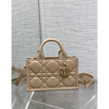 Dior Mini Book Tote Bag in Macrocannage Calfskin with Strap Beige 2024 (XXG-240523011)