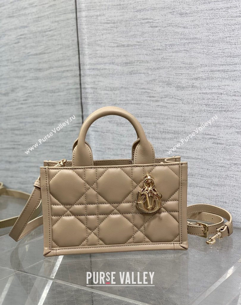 Dior Mini Book Tote Bag in Macrocannage Calfskin with Strap Beige 2024 (XXG-240523011)