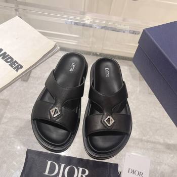 Dior Mens Aqua CD Slide Sandals in Black Calfskin 2024 0604 (MD-240604008)