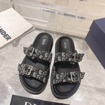 Dior Mens Aqua Slide Sandals in Beige and Black Dior Oblique Jacquard 2024 (MD-240604009)