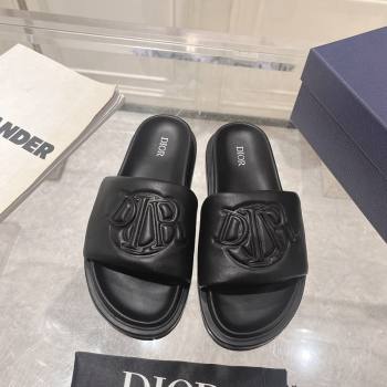 Dior Mens Aqua Slide Sandals in Black Quilted Smooth Calfskin 2024 (MD-240604010)
