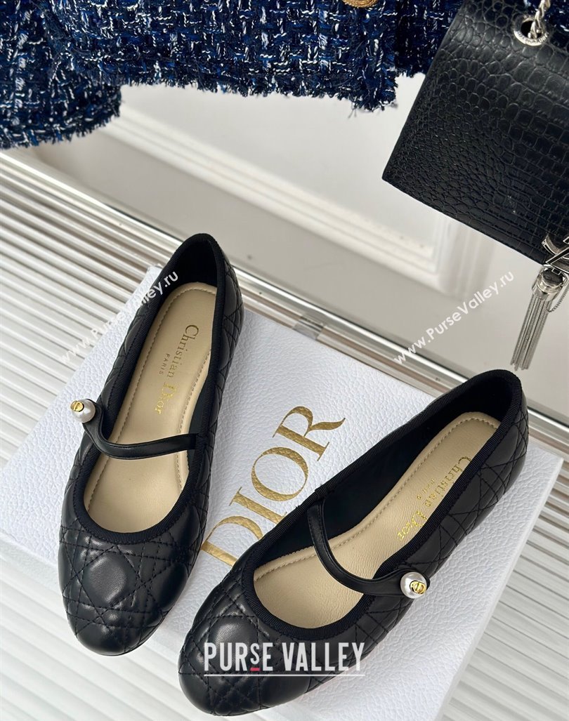 Dior Mary Janes Ballet Flats in Quilted Cannage Calfskin Black 2024 (MD-240604018)