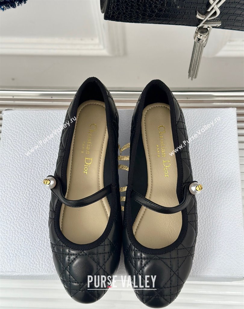 Dior Mary Janes Ballet Flats in Quilted Cannage Calfskin Black 2024 (MD-240604018)