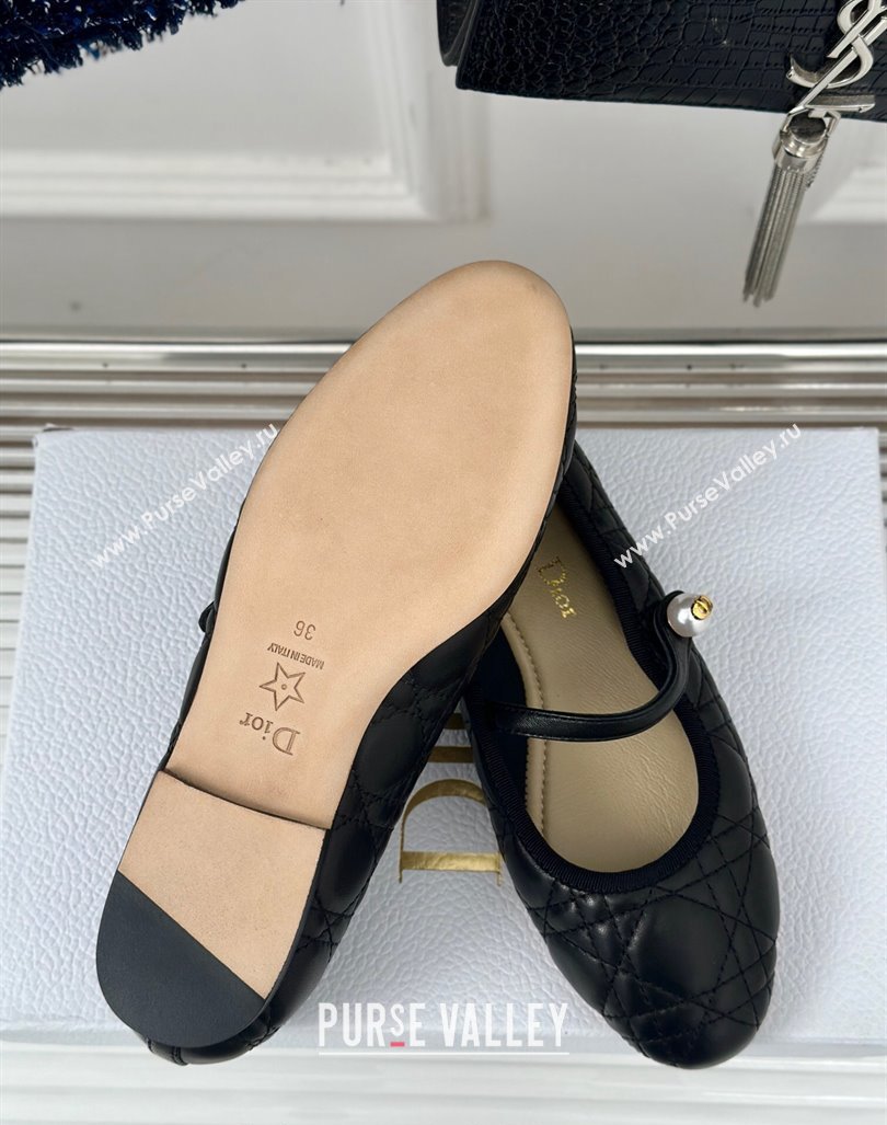 Dior Mary Janes Ballet Flats in Quilted Cannage Calfskin Black 2024 (MD-240604018)