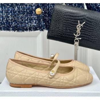 Dior Mary Janes Ballet Flats in Quilted Cannage Calfskin Beige 2024 (MD-240604020)