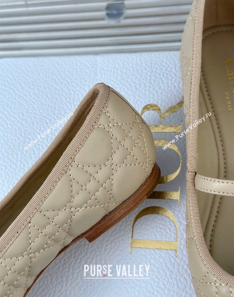 Dior Mary Janes Ballet Flats in Quilted Cannage Calfskin Beige 2024 (MD-240604020)