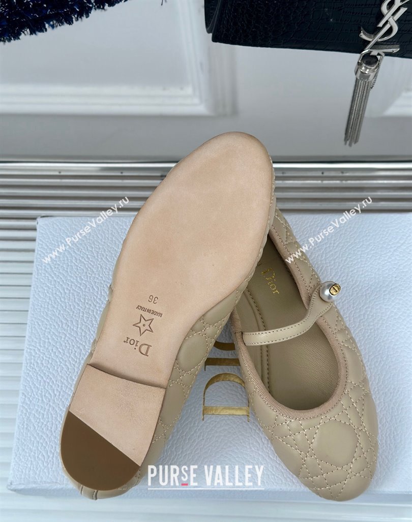 Dior Mary Janes Ballet Flats in Quilted Cannage Calfskin Beige 2024 (MD-240604020)