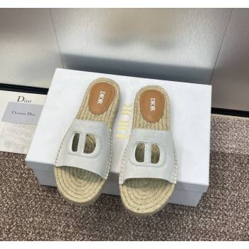 Dior D-Club Flat Espadrille Slide Sandals in CD Suede Light Grey 2024 0604 (MD-240604024)