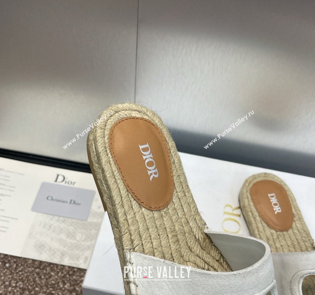 Dior D-Club Flat Espadrille Slide Sandals in CD Suede Light Grey 2024 0604 (MD-240604024)